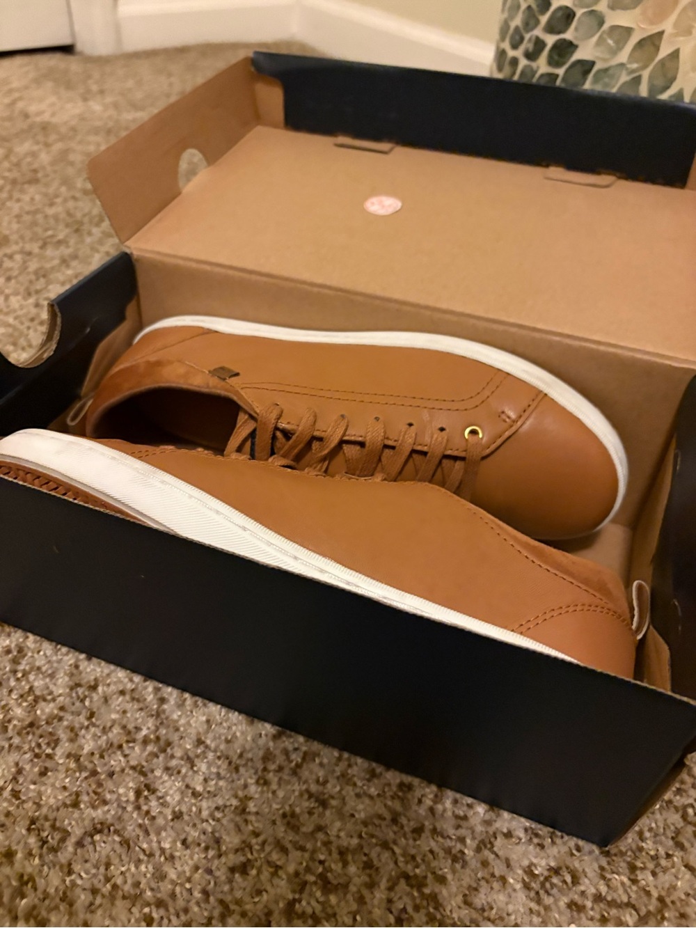 Gently Used Cole Haan Tan Leather Low-Top Sneakers with White Soles